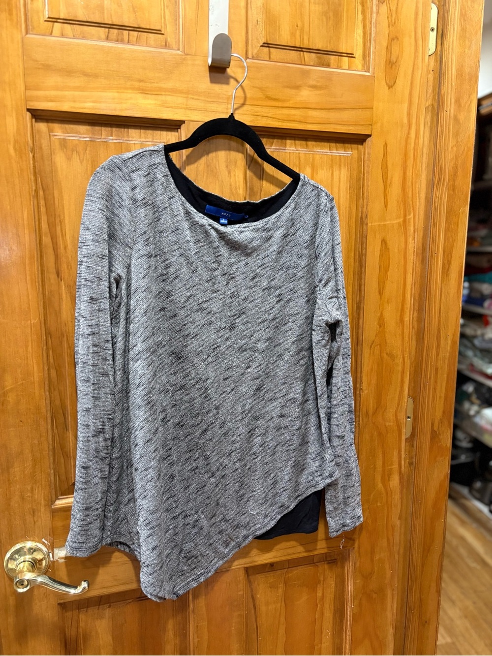 Apt. 9 Heather Grey Layered Hem Long-Sleeve Top